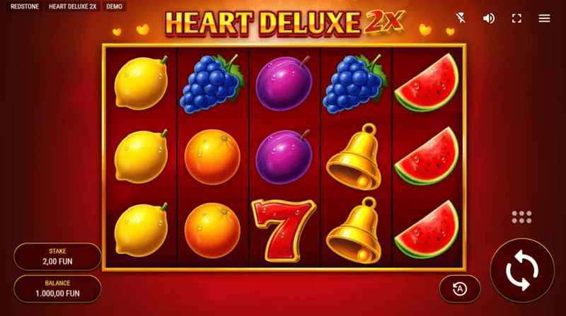 Heart Deluxe 2x - หน้าจอเกมพร้อมวงล้อ 5x3