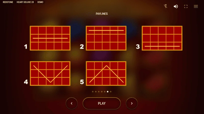 Heart Deluxe 2x - รูปแบบการชนะห้าเพย์ไลน์จากซ้ายไปขวา