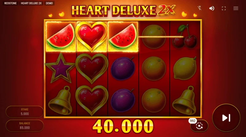Heart Deluxe 2x - การรวมกันของการชนะด้วย Wild บนวงล้อ